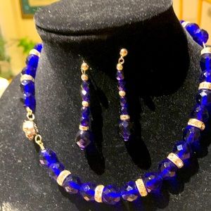 Radiant deep purple crystal Murano necklace with clear crystal dividers